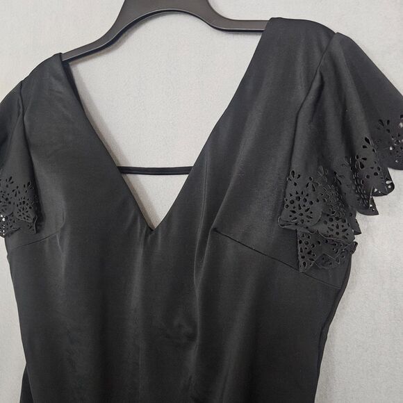 Cacique Swimsuit Sz 16 One Peice Full Coverage Flutter Sleeve Black - Picture 3 of 5